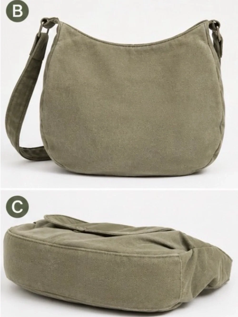 Serena & Lily Olive Green Embroidered Shoulder Bag with Blue Accents